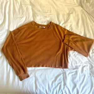 Double Zero Waffle Knit Long Sleeve Crop Top